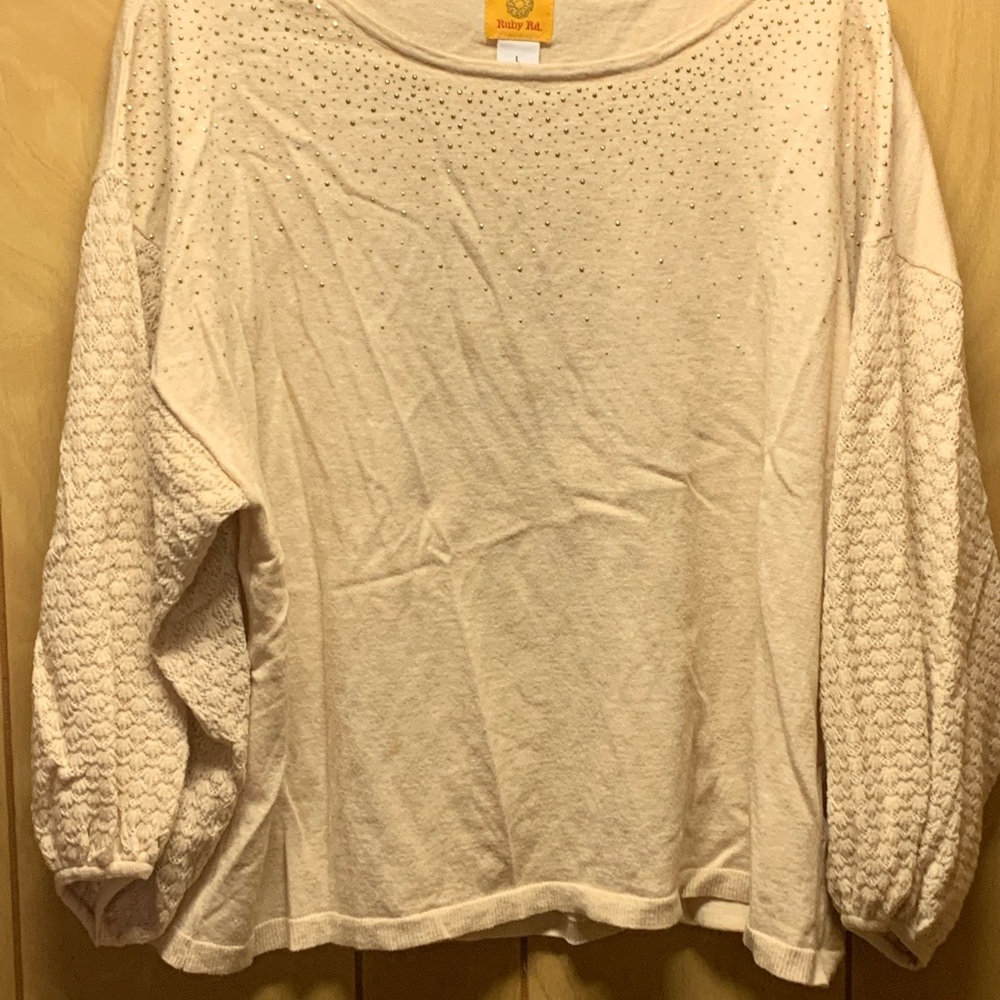 Ladies Light Yellow Ruby Rd Sweater -L